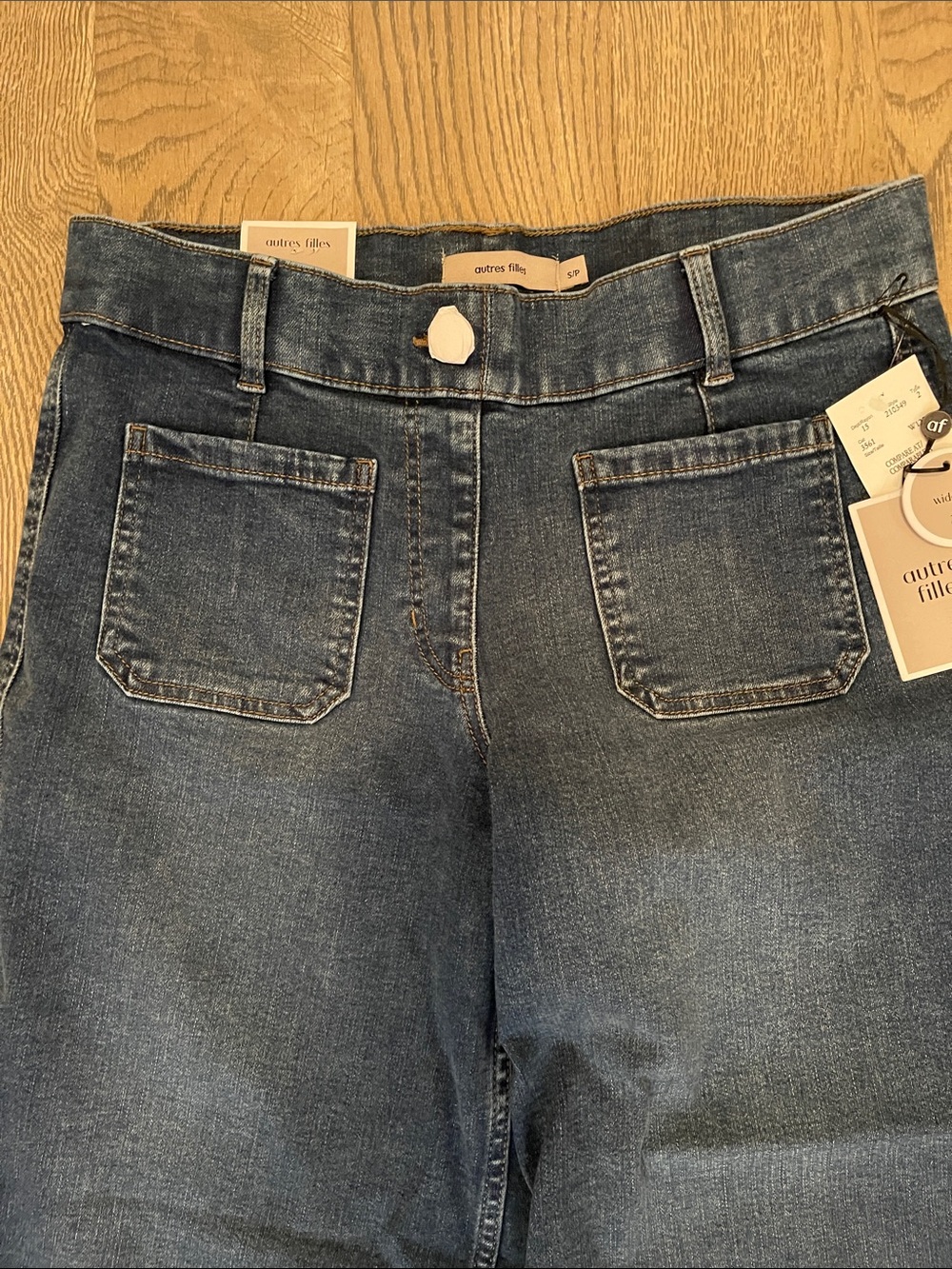 autres filles wide leg 26" cropped Jeans - Dark Blue patch pocket sz S NWT